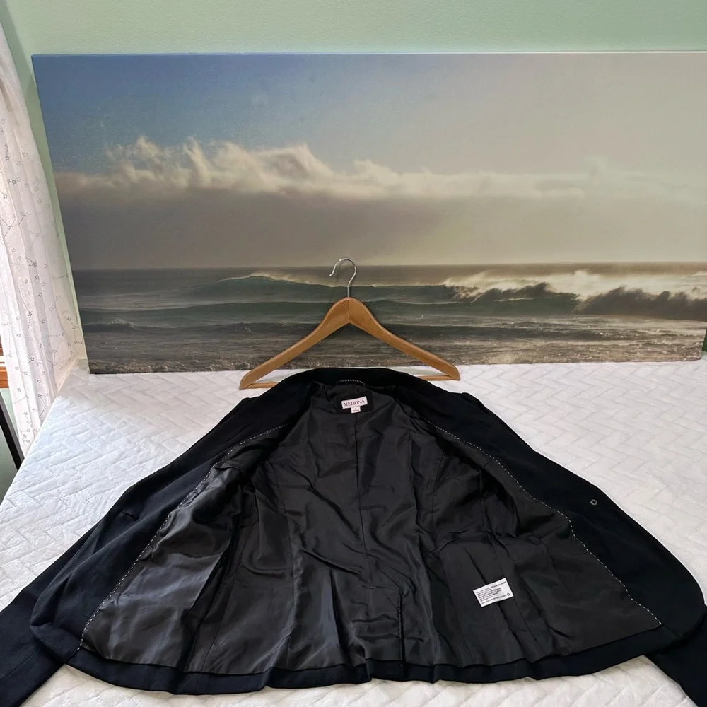 Euc $48 Merona Target Suit Coat Jacket Blazer Career Black Pockets Black 2 XS - Picture 4 of 10